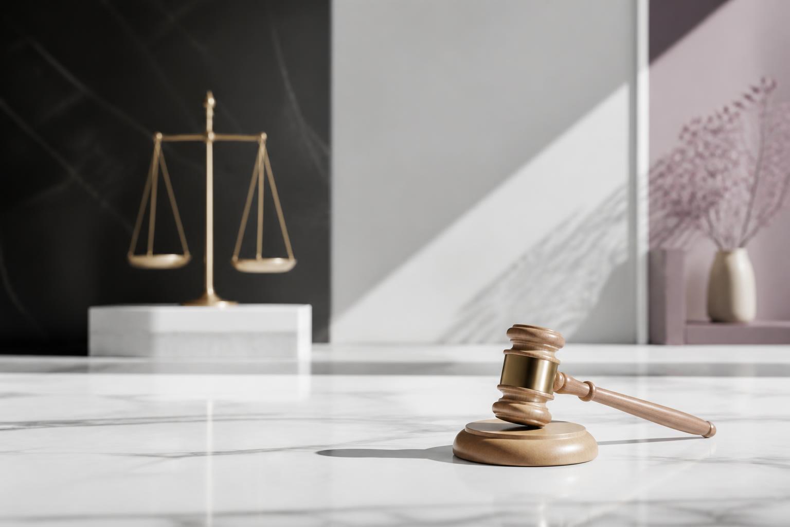 Illustration du droit pénal — marteau de justice et balance